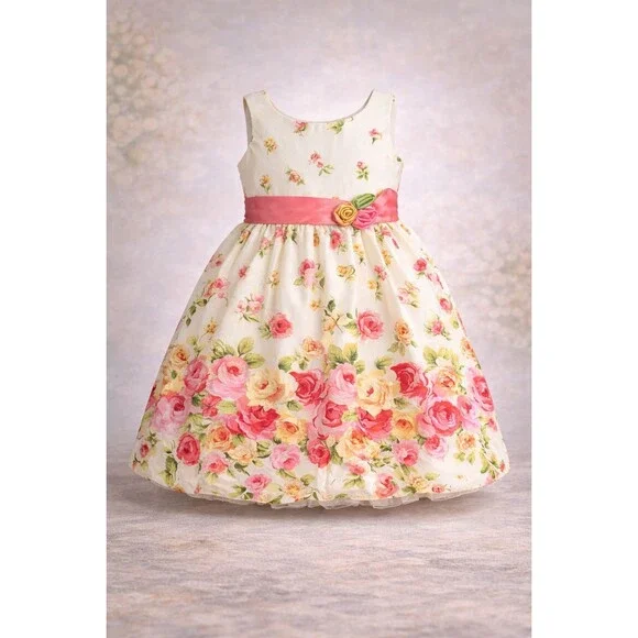 Girls Puff Dress 6 American Princess – Easter Wedding Flower Girl - Picture 1 of 9